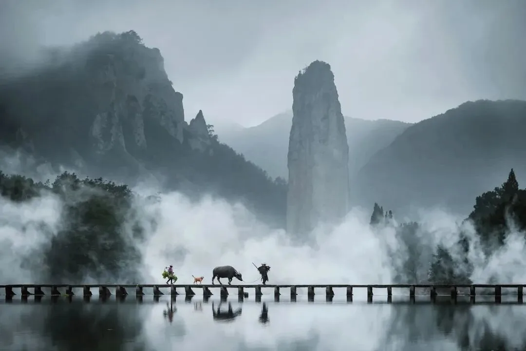 Old Farmer Leading an Ox with Artificial Morning Fog — Why Are Such Photos Soul-less? · Fig. 1